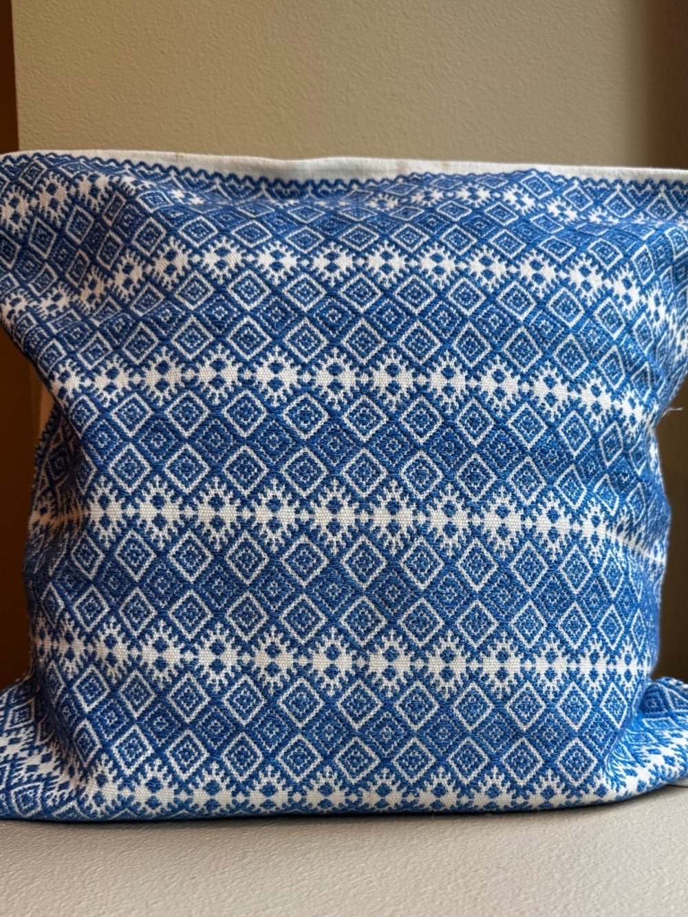 Hand-loomed pillow cover from Mexico: BLUE